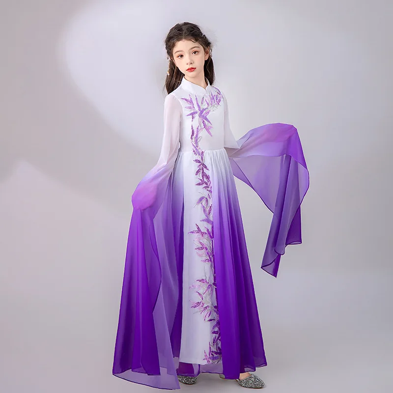 Vintage Hanfu Jurk Meisjes Oude Chinese Traditionele Dans Kids Fee Optreden Jurk Kostuum Verjaardag Meisjes Feest Cosplay