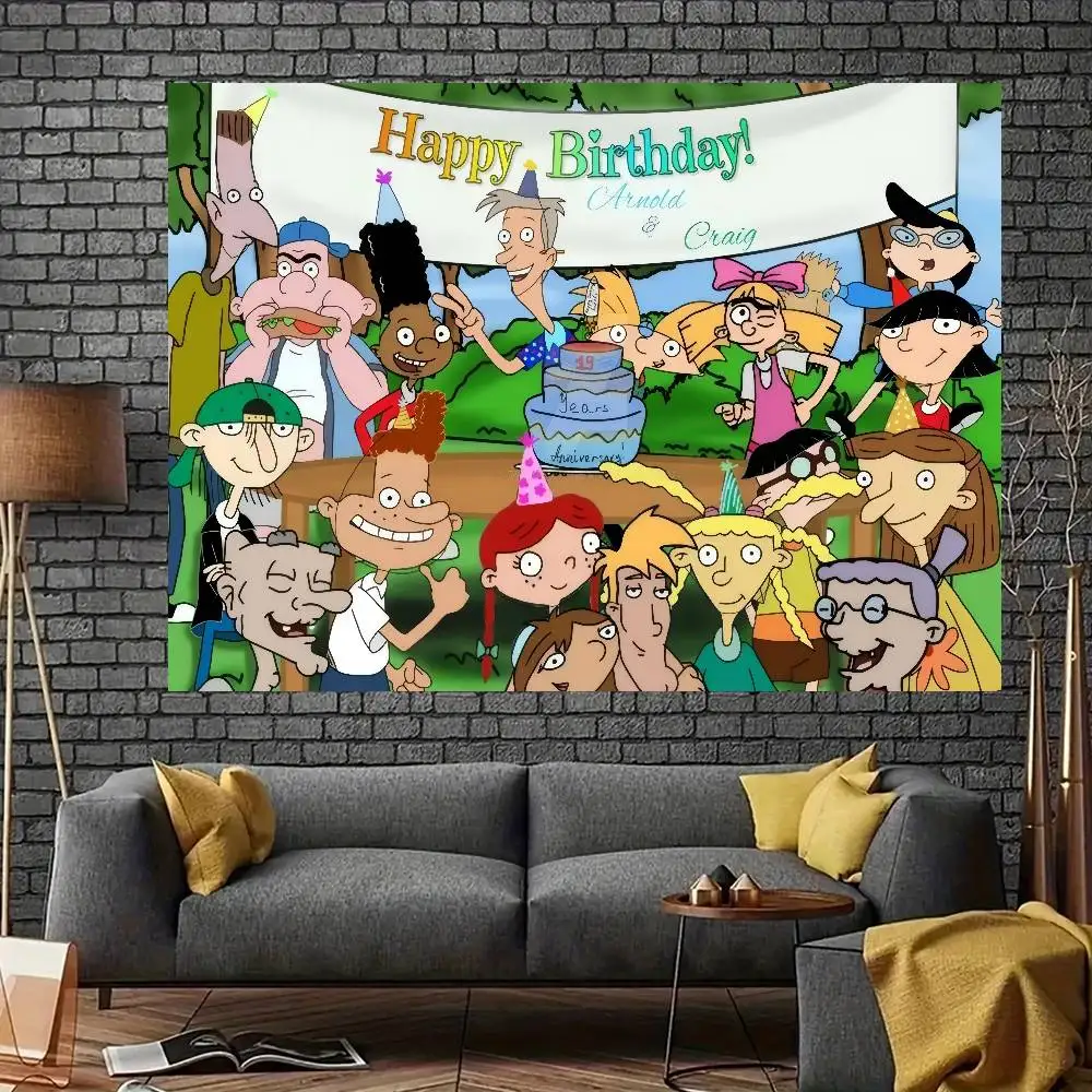 Dibujos animados: ¡Hola, divertido, Arnold! Fondo Fotográfico para Niños, Fondo para Fotos de Fiesta de Cumpleaños, Banner Infantil de Dibujos Animados