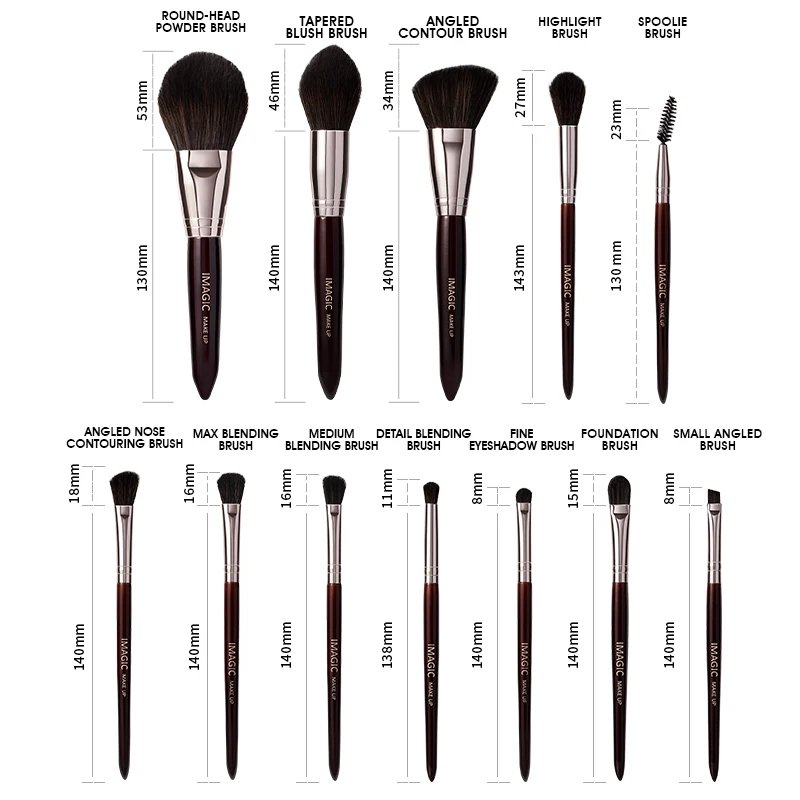 IMAGIC 12Pcs/Kit Makeup Brushes Set Eyeshadow Powder Blush Highlighter Synthetic Natural Hair Professional Cosmetic Beauty Tools