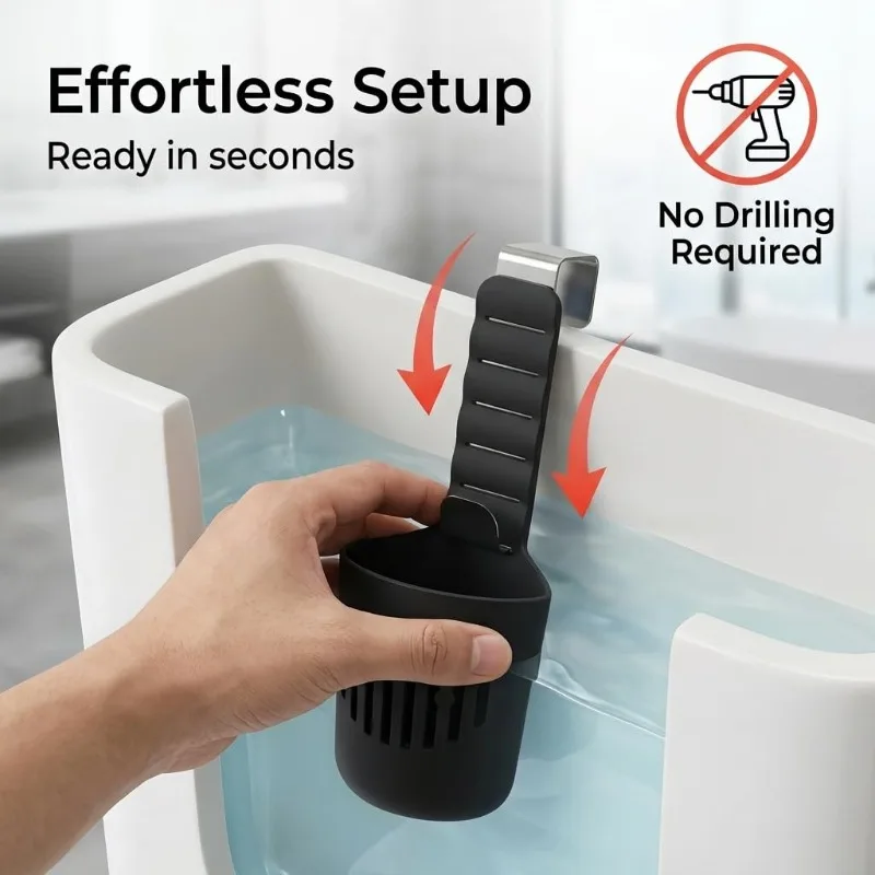 Bathroom Toilet Tank Tablet Caddy Adjustable Hanging Holder Basket for Toilet Cleaner Tablets Prevent Direct Contact with Toilet
