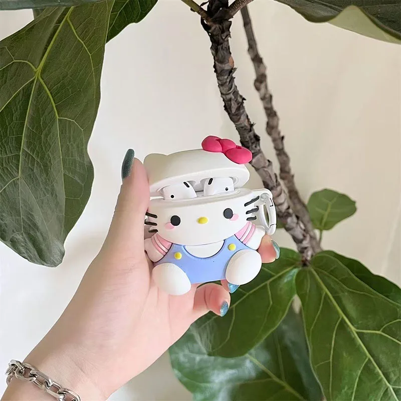 Miniso Cartoon 3D Hello Kittys Airpods Case Cartoon Airpods 1 2 3 4 Cute Anime Protectuve Covers Kawaii Toys Girl Birthday Gifts