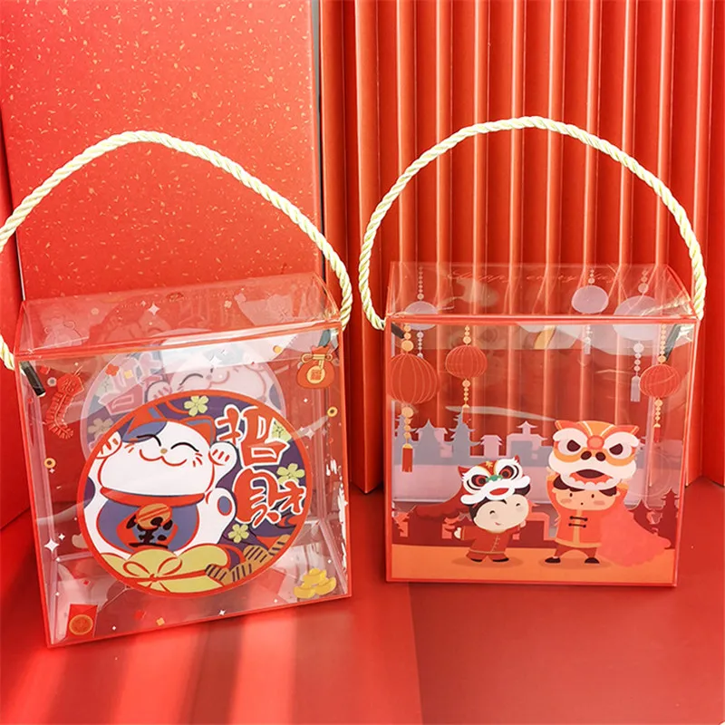 

5Pcs Candy Packaging Nougat Box Portable Transparent Snowflake Pastry Candy Hand Plastic Boxes Party Gift Hand Boxes Bags