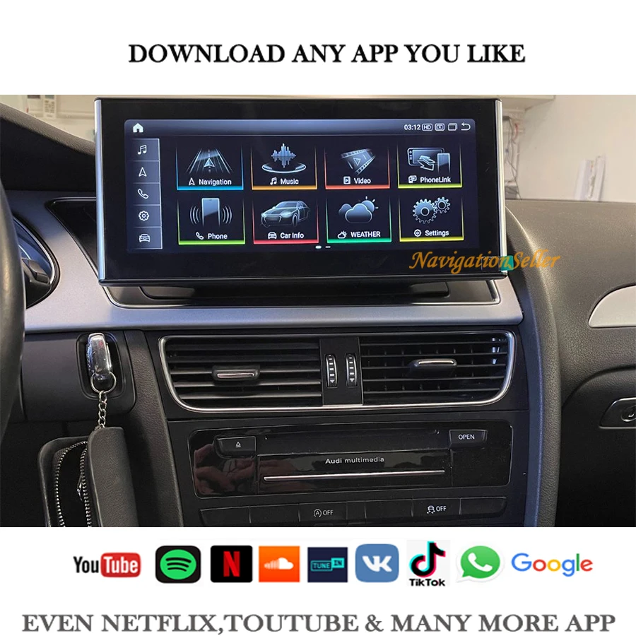 VIGOHI Andriod Car Radio Stereo for Audi A4 A5 B8 2009-2017 GPS Navigator Touch Screen Upgrade Wireless Carplay Android Auto