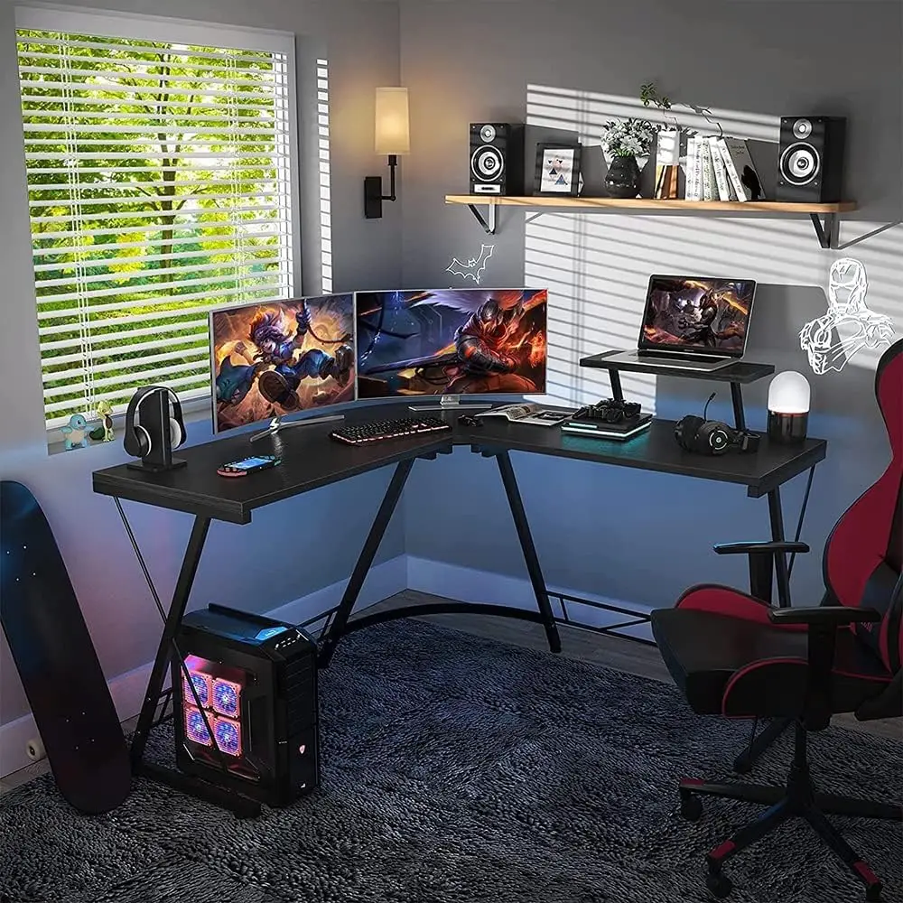 L Shaped Gaming Desk Computer Corner Desk Home PC Desk, Office Writing Workstation with Large Monitor Stand