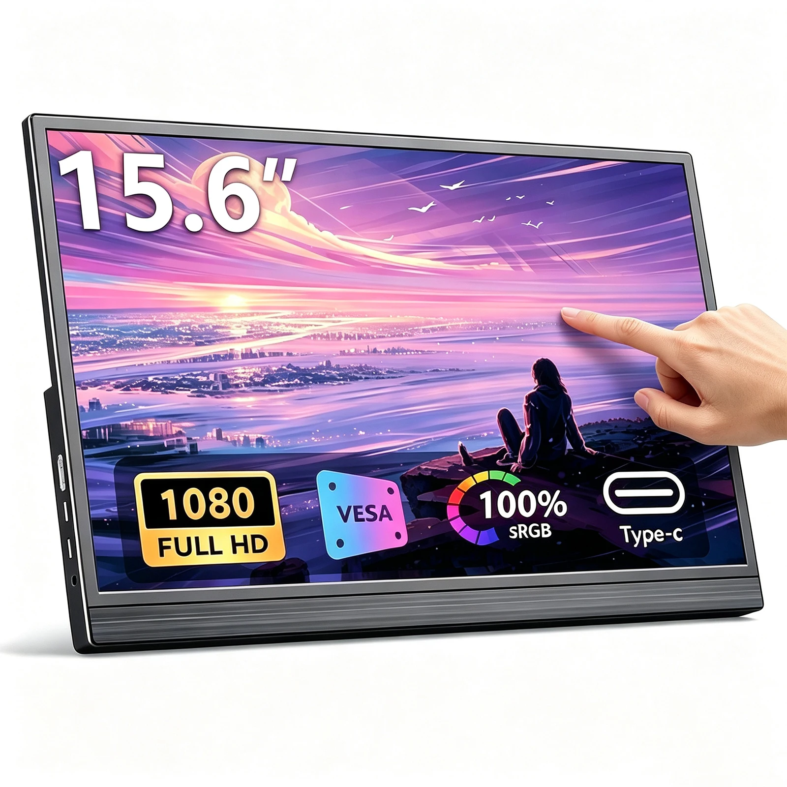 15.6'' FHD 1080P 60Hz Portable Monitor HDMI/Type-C External Secondary Display for Laptop PC Gaming And Office Use