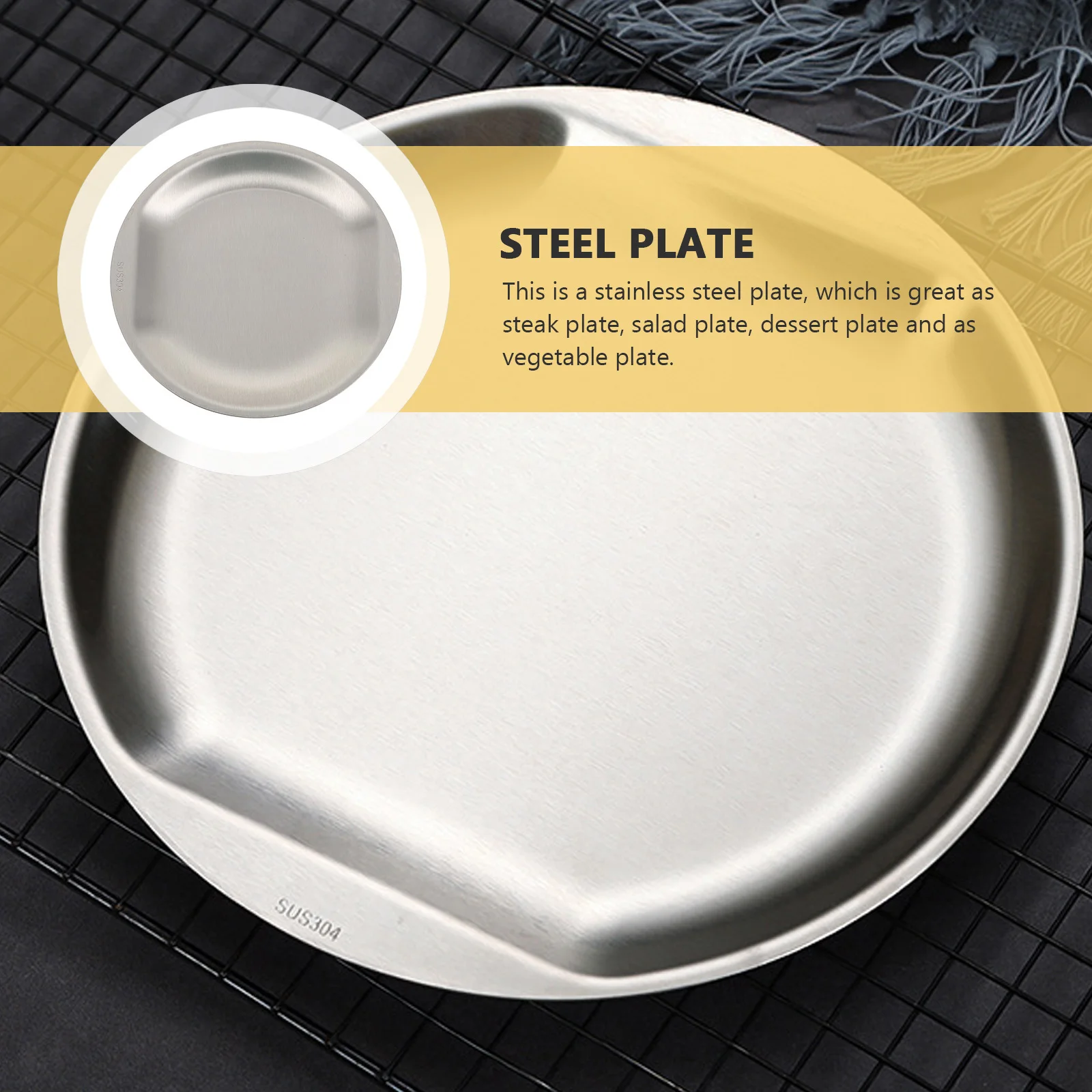 

Snack Plate Household Tray Fruit Food Disk Container Stainless Steel Barbecue Meat