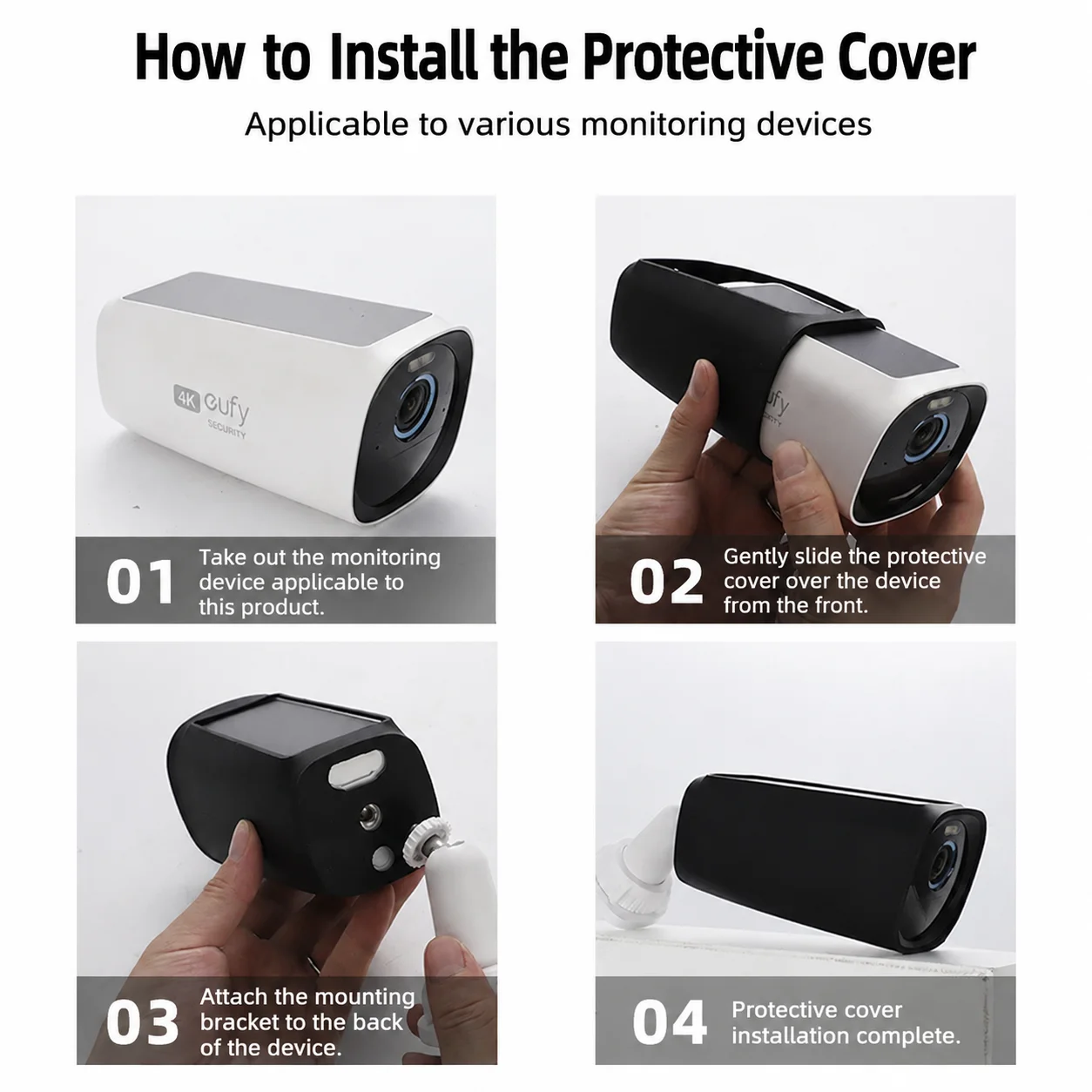 Eufy Security S330 Silicone Case EufyCam 3 Protective Cover Outdoor Waterproof UV Resistant Camera Skin Anti-Scratch