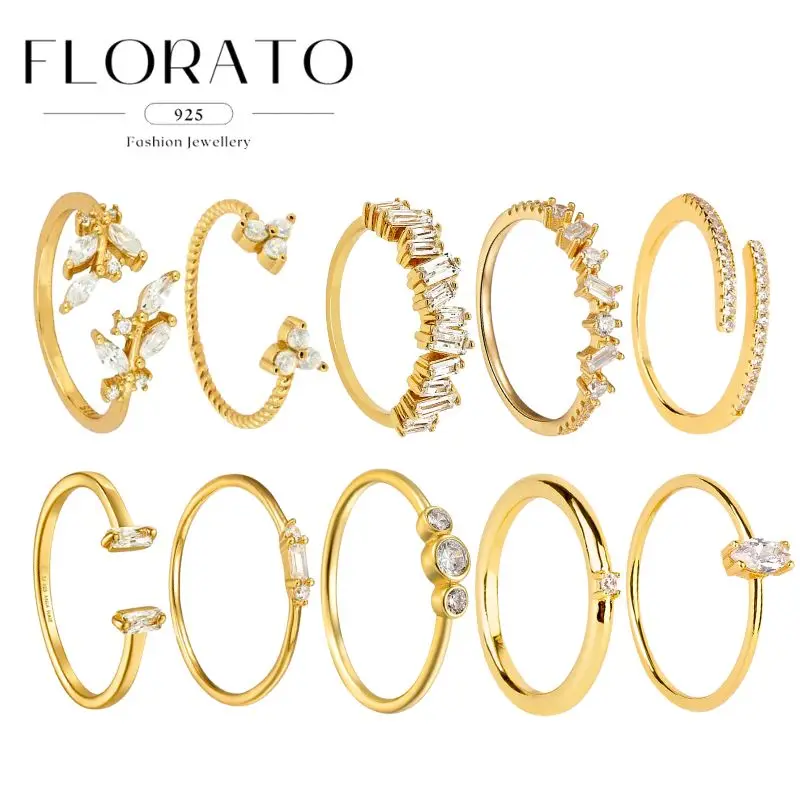 18 Karat vergoldeter metallischer eingelegter geometrischer weißer Zirkon-Ring, Kristall-Verlobungsring, luxuriöser Hochzeitsschmuck für Frauen, Geschenke
