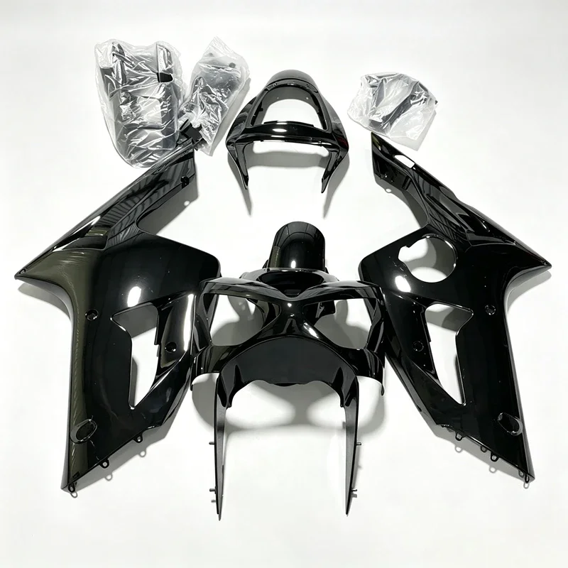 Injection Fairing kits 100% fit for NINJA ZX 6R 2003 2004 fairings zx6r 03 04 all gloss black bodywork sets