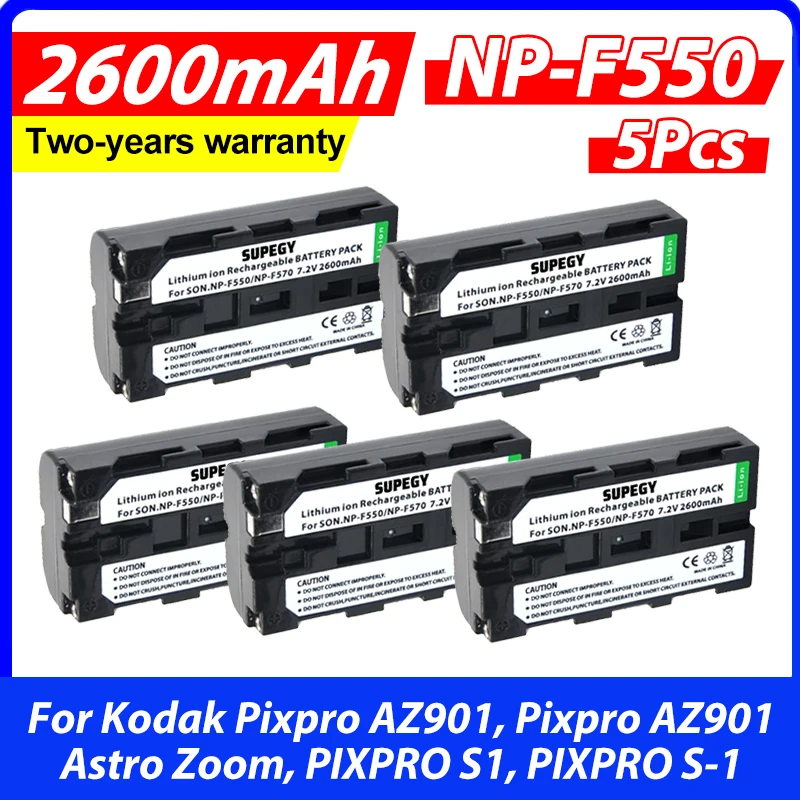 5pcs NP-F550 NP F550 NPF550 Rechargeable Li-ion battery (2600mAh) for Sony NP-F330 NP-F530 NP-F570 NP-F730 NP-F750 Hi-8