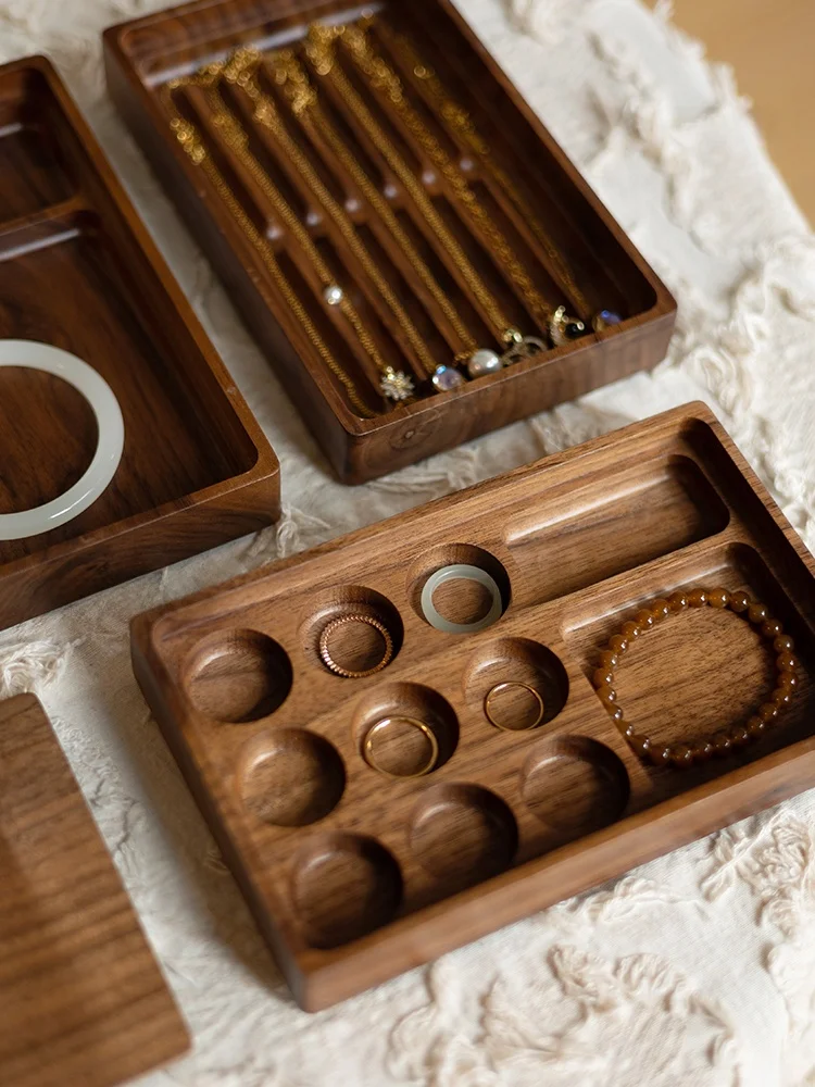 Creative Gift Black Walnut Wooden Multi-Function Jewelry Storage Box Pen Earring Ring Organizer Box Handmade Japanese Style