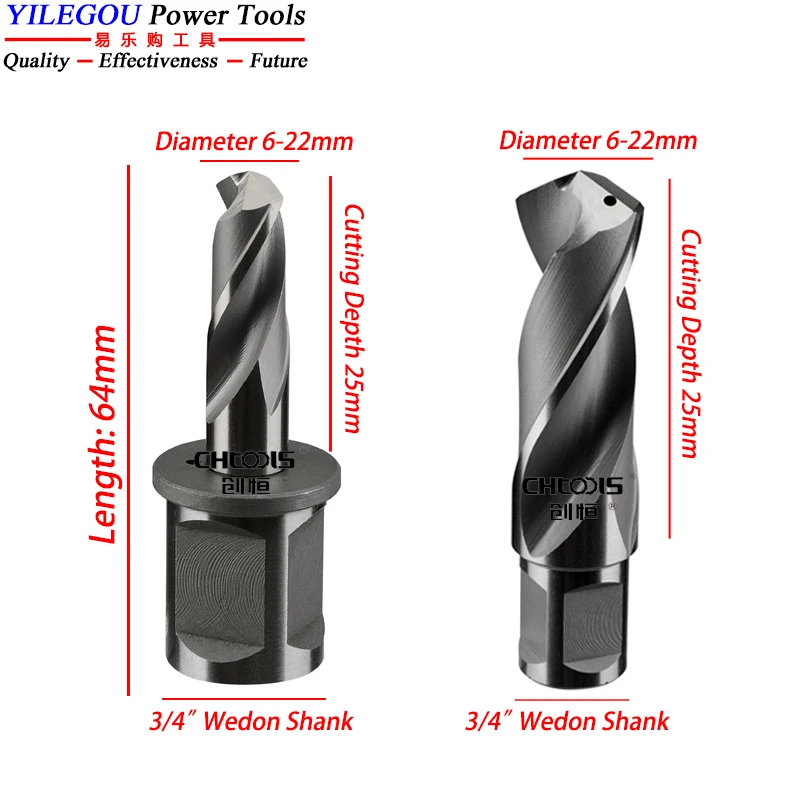 

Diameter 6-22mm Integral Solid Rail Cutter (3/4" Weldon Shank) 9.8 x 25mm HSS Rail Drill Bit For U74 U71Mn PD2 Railway Drilling.