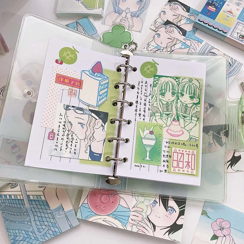 50Pcs Summer Anime Girl Memo Pad Decoration Scrapbooking DIY Collage Notes Paper Message Notepad Stationery