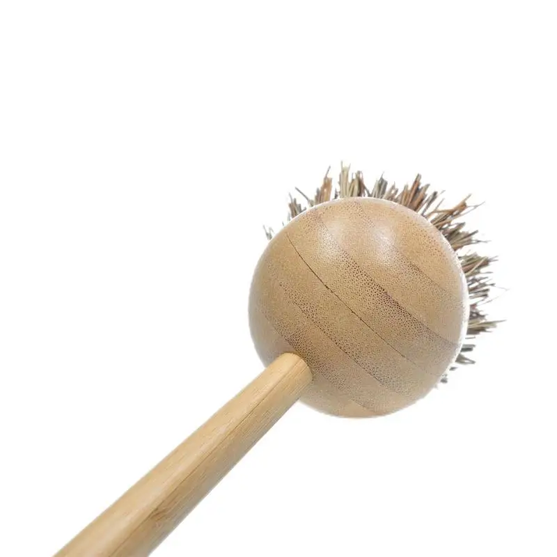 Bamboo Handle Scrub Dishwasher Dish Brush Multifunctional Kitchen Cleaning Tool Short Round Wooden Handle Household Item