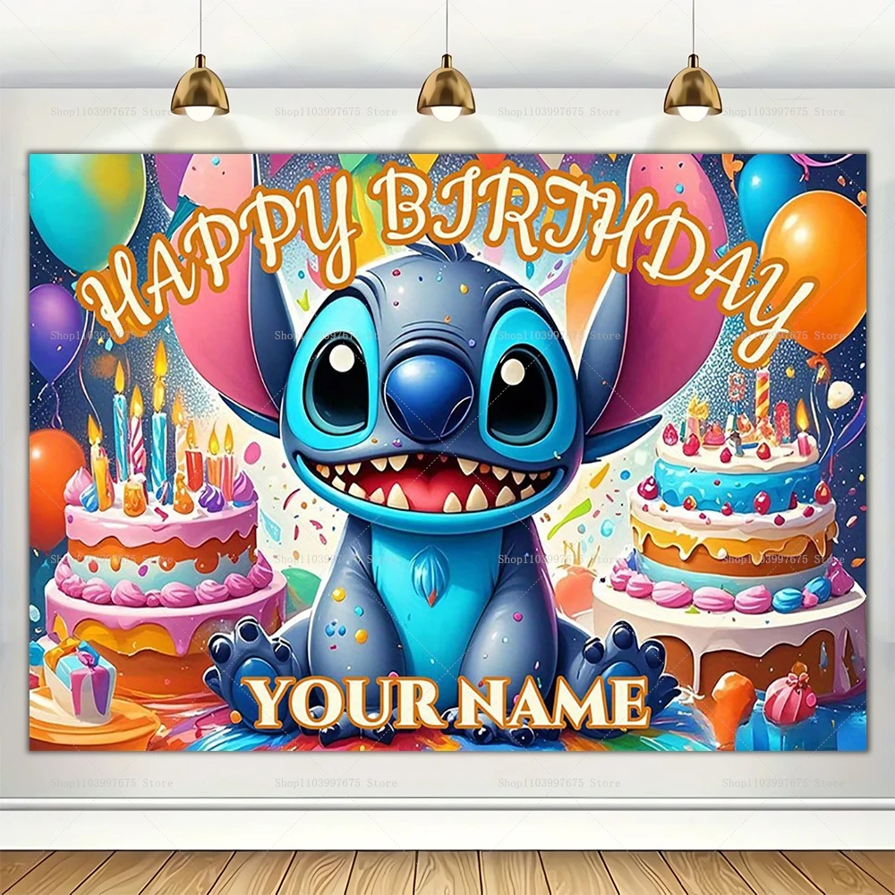 ปรับแต่ง Lilo & Stitch ฉากหลัง Tropical Beach Decor เด็กวันเกิดการถ่ายภาพพื้นหลัง Baby Shower BANNER Booth Props