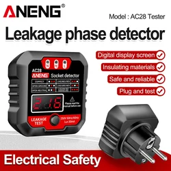 ANENG AC28 Digital Socket Power Tester 50Hz/60Hz Socket Polarity Detector Voltage Tester Circuit Breaker Finder EU/US Plug