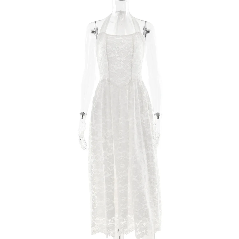 صيف 2025 جديد لون نقي دانتيل طويل Dr Ne معلق بال صخب الخصر في ارتفاع الخصر Cosite الدانتيل Svel Thi M...