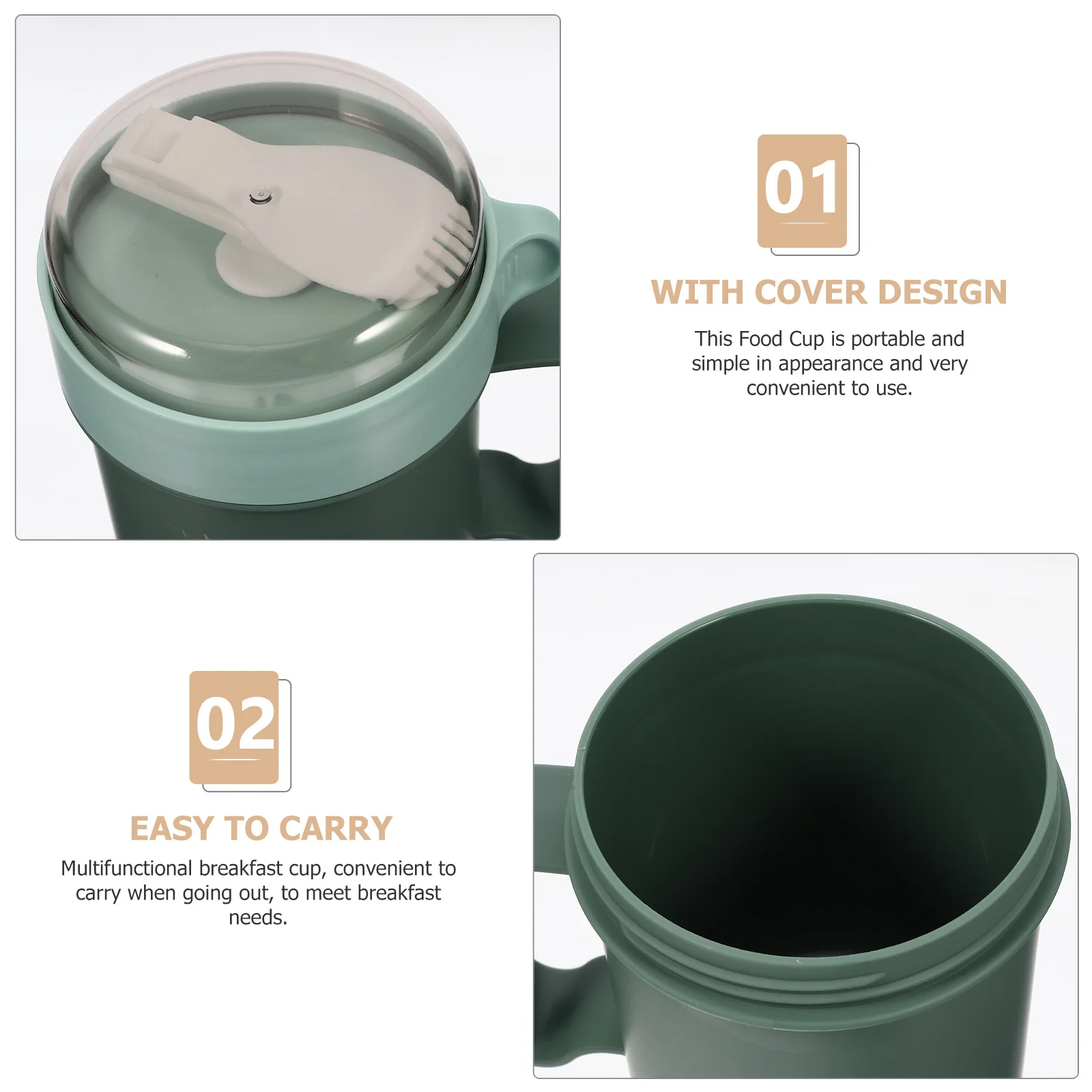 

1 Set Breakfast Cup With Spoon Leakproof Oatmeal Container Portable Cereal Storage Cup For Office Outdoor Multi-Use Food Holder