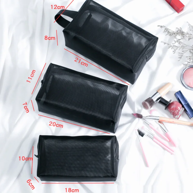 2022 Bag Black Mesh Easy To Storage 3pcs Travel Wash Bag Newly Makeup Organizer Insert Portable Mesh Storage