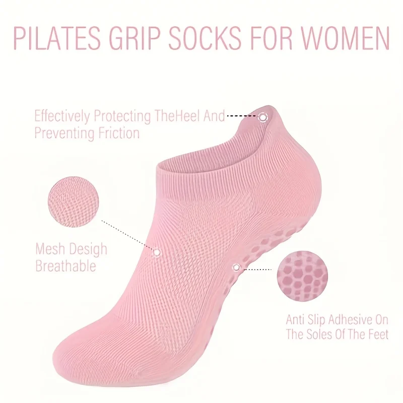 1 Paar Grip-Pilates-Socken für Damen, Yoga-Sportsocken für Barre, Ballett und Barfuß-Workout – Detail 3