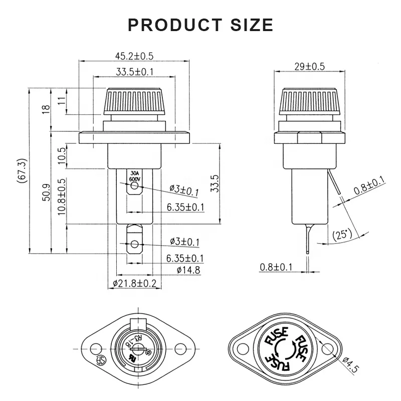 Fuse Panel Mount Chassis Fuse Holder For 10x38mm Glass Fuses AC 30A 600V New Arrival Holder Fuses