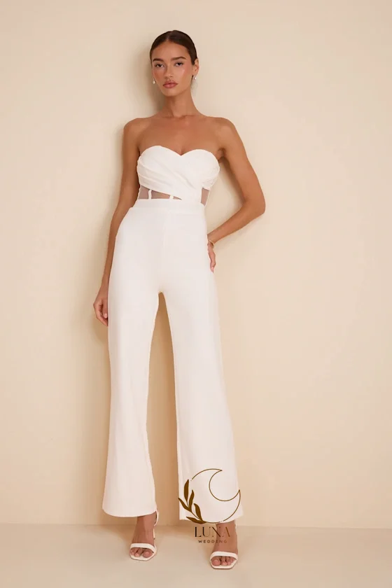 Luna Customized Strapless Civil Wedding Jumpsuit 2026 Bridal Gown Sweetheart Sleeveless Modern Bride's Wear vestido de novia