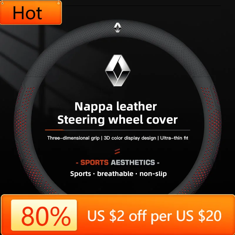 

Interior Stickers Car Steering Wheel Cover Breathable Leather Decor Accessories For Renault Clio Koleos Megane QM6 Kadjar Espace
