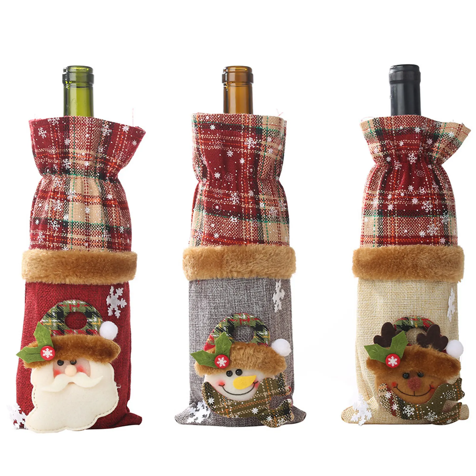 Christmas Decorative Wine Bottle Cover Cute Lovely Bottle Topper Gifts for Friends Families Wine Lovers