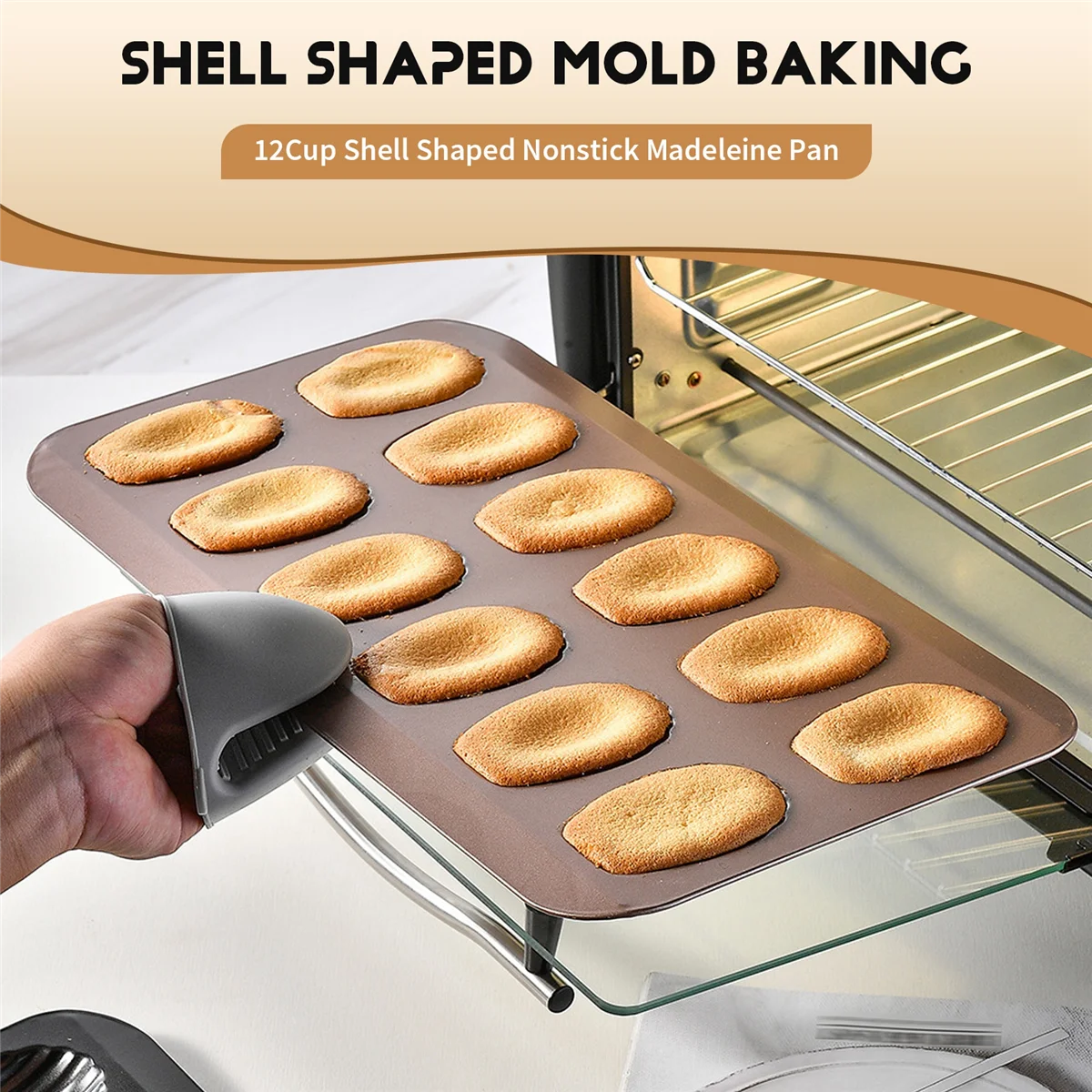 ABEZZ 12Cup Shell Shaped Anti-aanbak Madeleine Pan Koolstofstalen mal Bakvormgereedschap