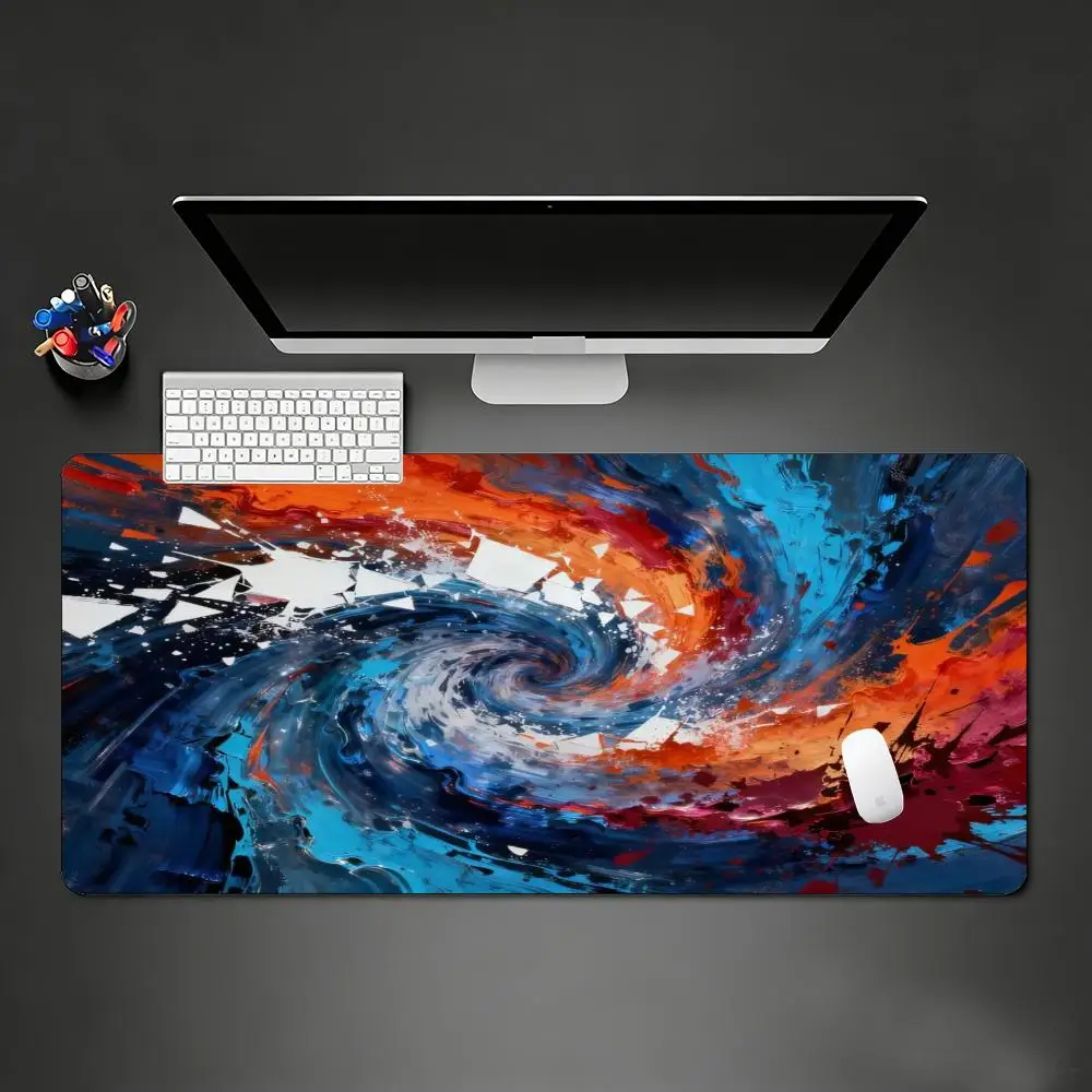 Red Blue Large Gaming Mouse Pad XXL Fluid Vortex Deskmat Non-Slip Rubber Mouse Mat Computer Keyboard Mats Big Mausepad Gamer