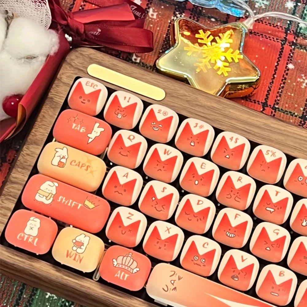 Flaming Apple Rabbit Keycaps MOG Profile 137Keys Customized Mechanical Keyboard Caps PBT Thermal Sublimation Cartoon Cute Keycap