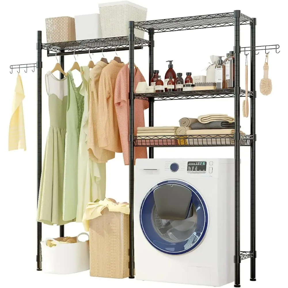 The Washer Dryer Storage Shelf, Heavy Duty Clothes Drying Rack Freestanding Laundry Room Bathroom Organization