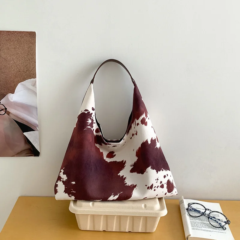 

Женская замшевая сумка с молочными линиями контрастного цвета, креативные сумки на плечо в корейском стиле, универсальная сумка-тоут большой вместимости