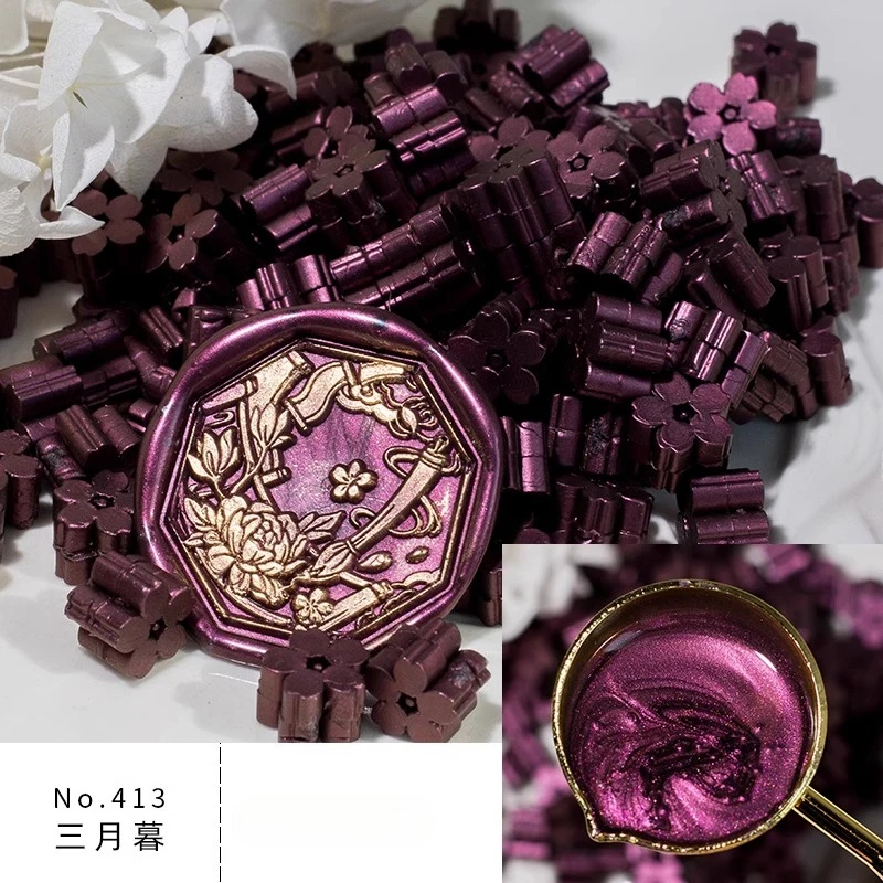 60 stks/zak Flash Parelmoer Sakura Lakzegel Stempel Kralen DIY Envelop Huwelijksuitnodiging Oude Zegel Wax Stempel Maken Gereedschap