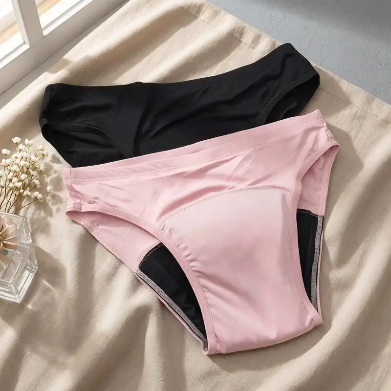 Women Cotton Period Underwear Washable Absorbent Leak Proof Briefs Reusable Menstrual Panties Comfortable Breathable