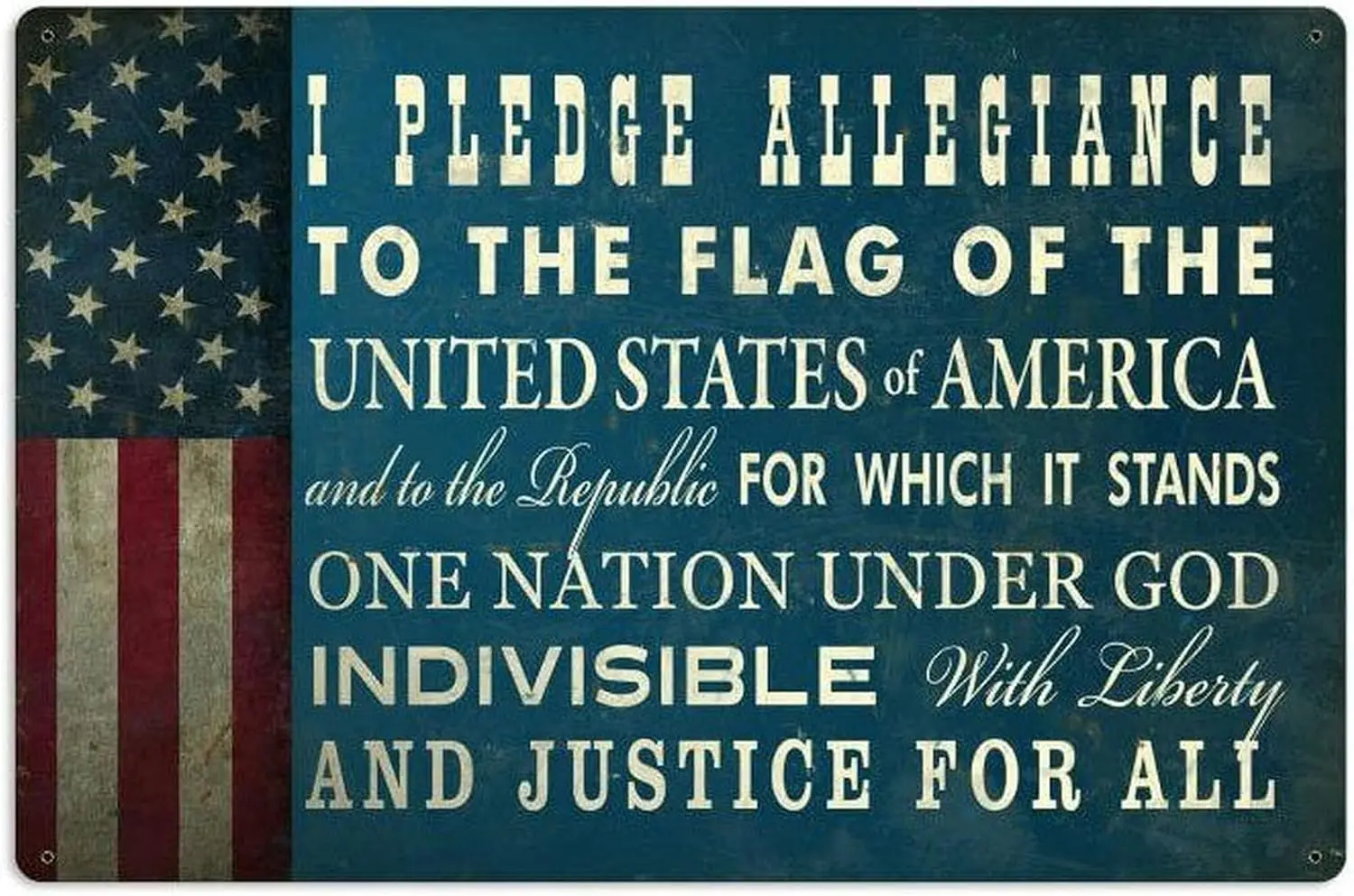HomDeo Vitage Metal Signs Inspirational The Pledge of Allegiance Flag Tin Sign Homes Classrooms Office Wall Decor