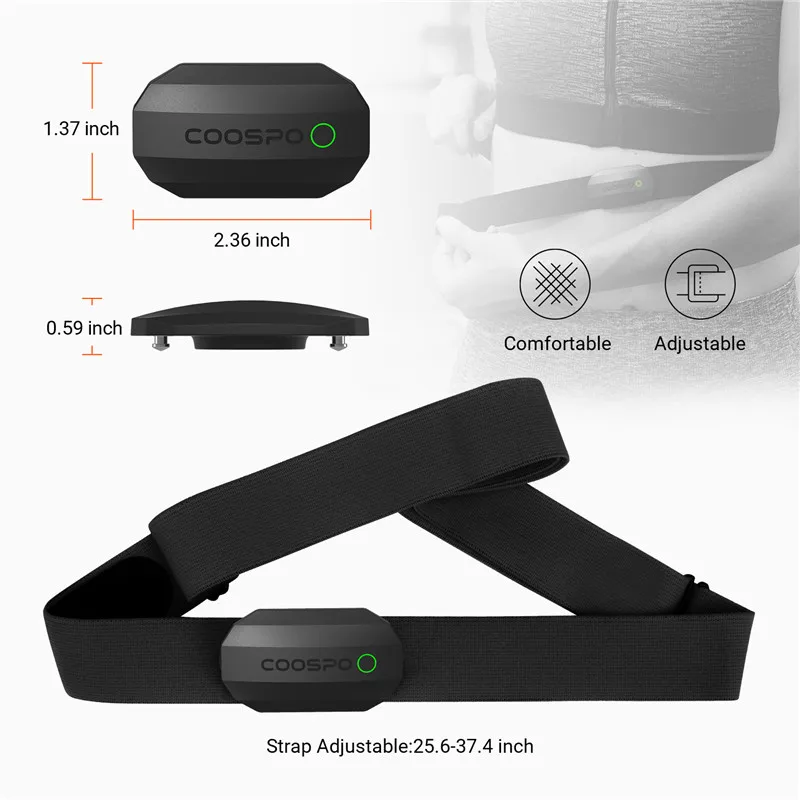 COOSPO H808S Heart Rate Sensor Chest Strap HRM Monitor ANT+ Bluetooth With IP67 for Peloton Zwift DDP Yoga Wahoo Polar Beat