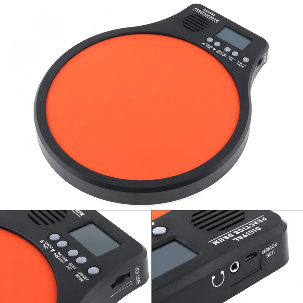 

8 Inch Digital Electronic Dumb Pad with Speed Detection Digital Metronome Practice Drum 3 IN 1 for Jazz Drums Exercise