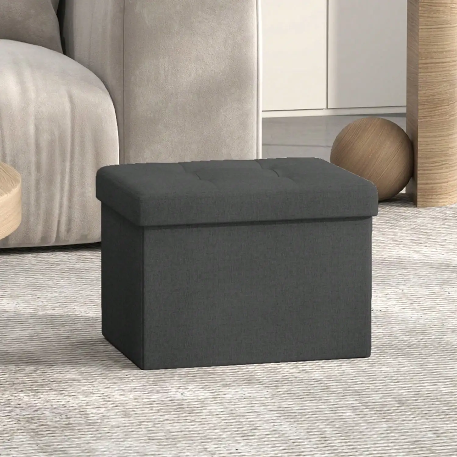 

Collection - Small Folding Storage Ottoman, Foot Rest Stool, 12.2 X 16.1 X 12.2 Inches, 286 Lb Load Capacity, For Livin