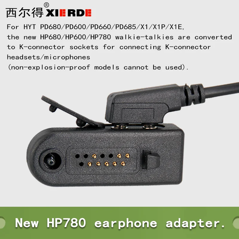 XIERDE For Hytera PD600 PD602 PD605 Hp780 Earphone Adapter PD665 PD680 PD682 PD685 X1p Radio Earphone Conversion Plug to K-Type