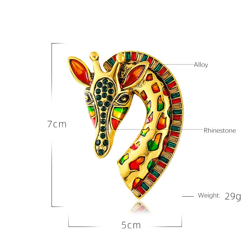 Unique Niche Giraffe Brooch Rhinestones Colored Animal Corsage Buckle Vintage Accessories Classic Design Metal Pin Badges Gifts