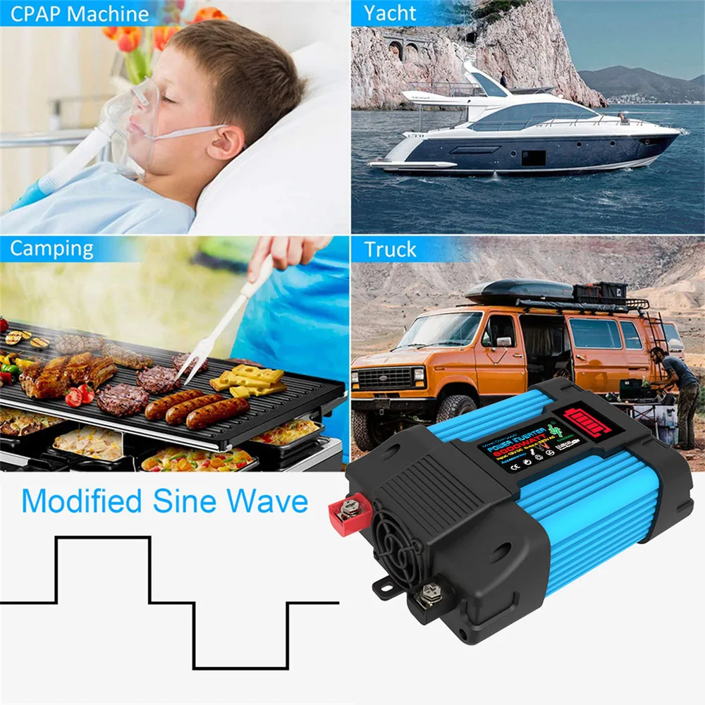 Vehicle-mounted Household Converter Car Invertor Power inverter DC 12v To 220V Peak power 6000W Universal 500W