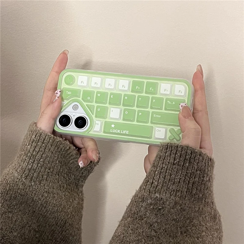 Ins Creative Fashion Simple Solid Color Case Compatible for IPhone 11 15 13 16 14 12 Pro Max 16 13 15 12 Pro Keyboard Soft Case