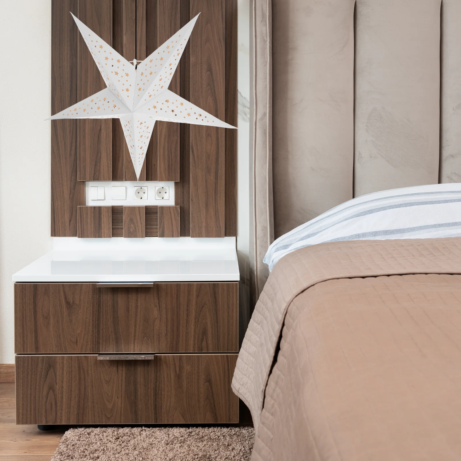 

Star Shaped Lampshade Paper Chandelier Cover For Bedroom Living Room Light Fixture Dust Insect Resistant Easy Install