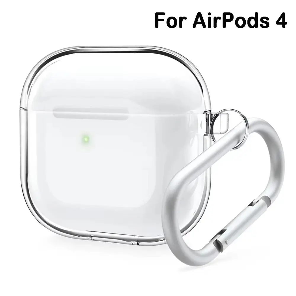 Funda protectora de TPU suave, cubierta transparente a prueba de golpes, accesorios para auriculares con carcasa de gancho para AirPods 4