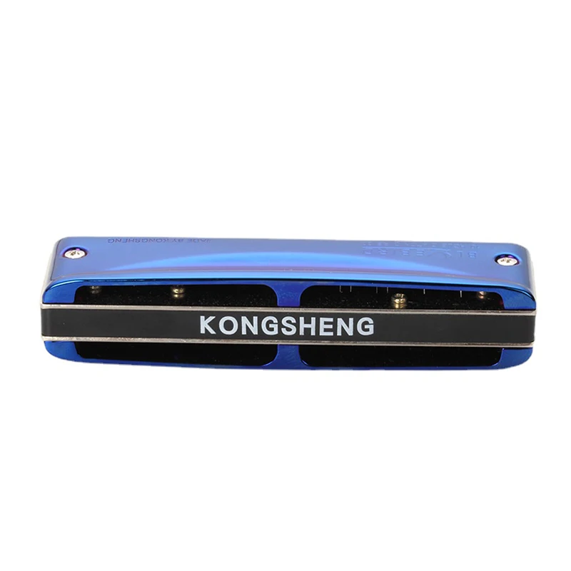 Kongsheng 10 Holes Diatonic Harmonica Blue Metal Professional Harmonica Mouth Harp Kids Aldults Musical Instruments Gifts Ideas