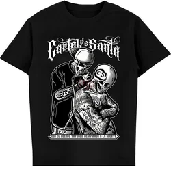 2024 summer tops men clothing Cartel De Santa Tattoo  T Shirt Rap Hip Hop