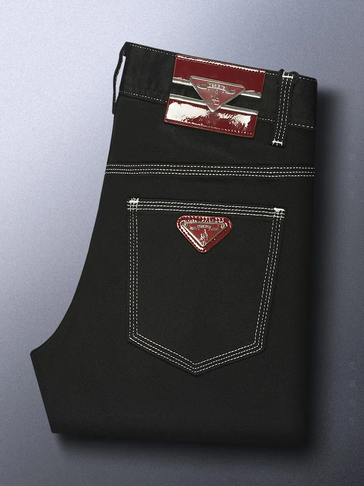 

Новинка 2026: Мужские черные стрейчевые джинсы, люксовые зауженные брюки с узкими штанинами, повседневные модные джинсовые штаны