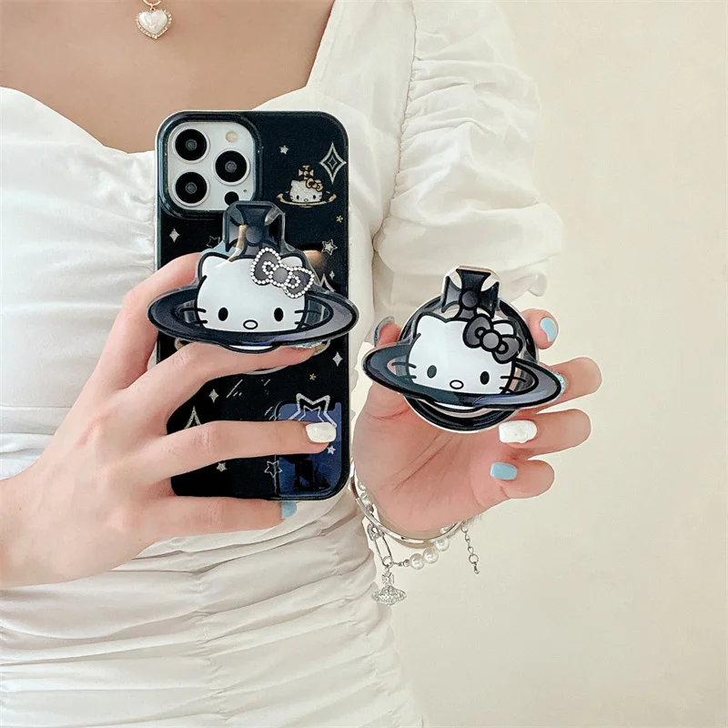 Cute Hello Kitty Magsafe Wireless Charge Phone Case For iPhone 11 12 13 14 15 Pro Max Cartoon 3D Glitter Magnetic Stand