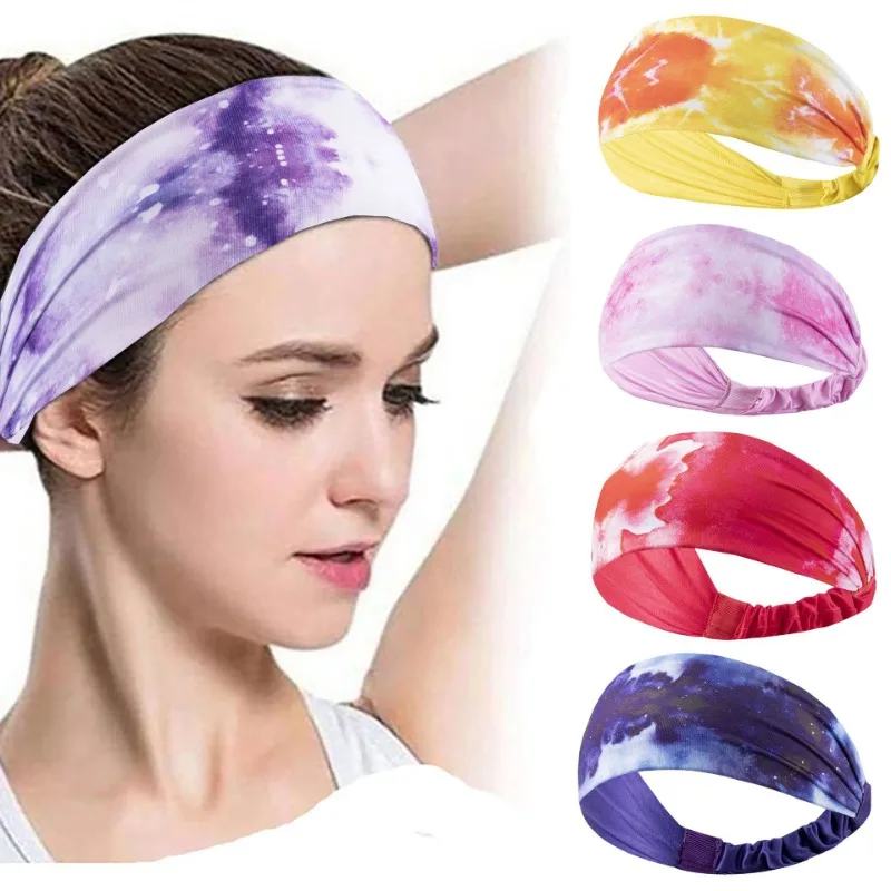 Hot Sale Tie-dye Sports Sweatband Yoga Antiperspirant Headscarf Europe America Fitness Running Cycling Hair Band for Woman